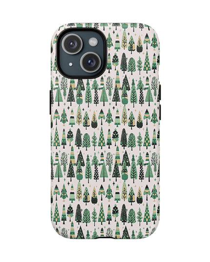 Mini Vintage Green Trees Iphone 15 Tough Magnetic Cases