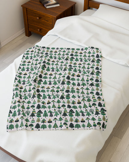 Mini Vintage Green Trees Velveteen Plush Blanket, 30" x 40"