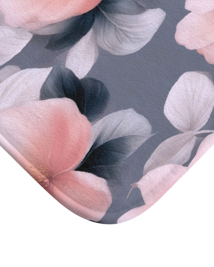 Peach and Blue Gray Floral Bunch 24" x 17" Bath Mat