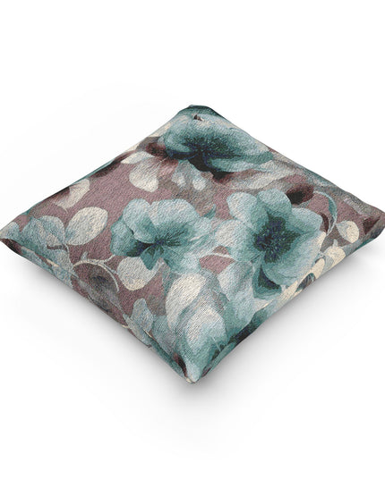 Deep Blue Florals Woven Pillow, 17" x 18"