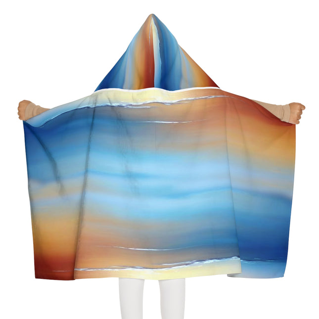 Blue Sea Red Orange Fog Youth Hooded Towel, 24" x 48"