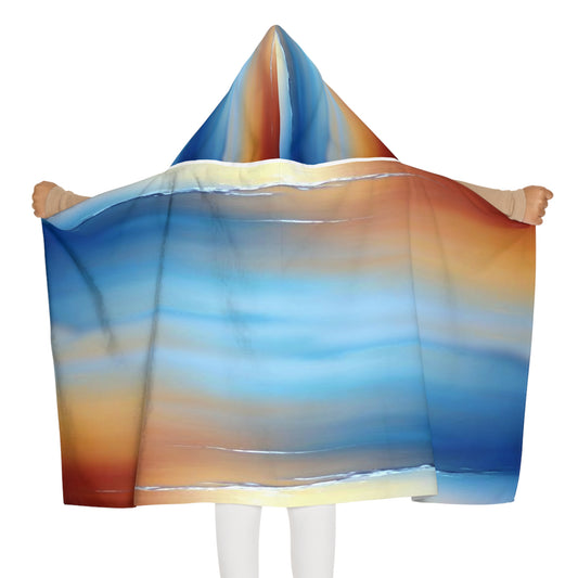 Blue Sea Red Orange Fog Youth Hooded Towel, 24" x 48"