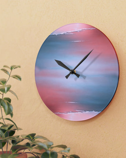 Gray Sea Pink Fog Acrylic Wall Clock, Round or Square, 10.75" x 10.75"