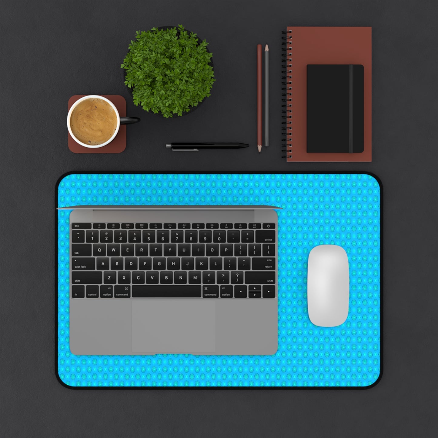 Blue Green Star-crossed Bodies Desk Mat, 12" x 18"