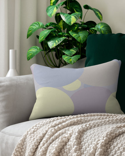 Pastel Soft Blue and Soft White Patches Spun Polyester Lumbar Pillow, 20" x 14"