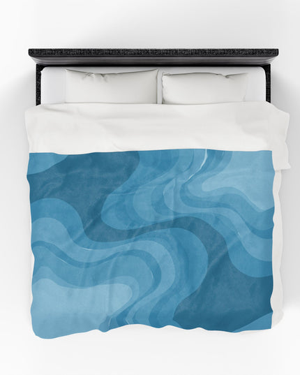 Sky Blue Wavey Velveteen Plush Blanket, 60" x 80"