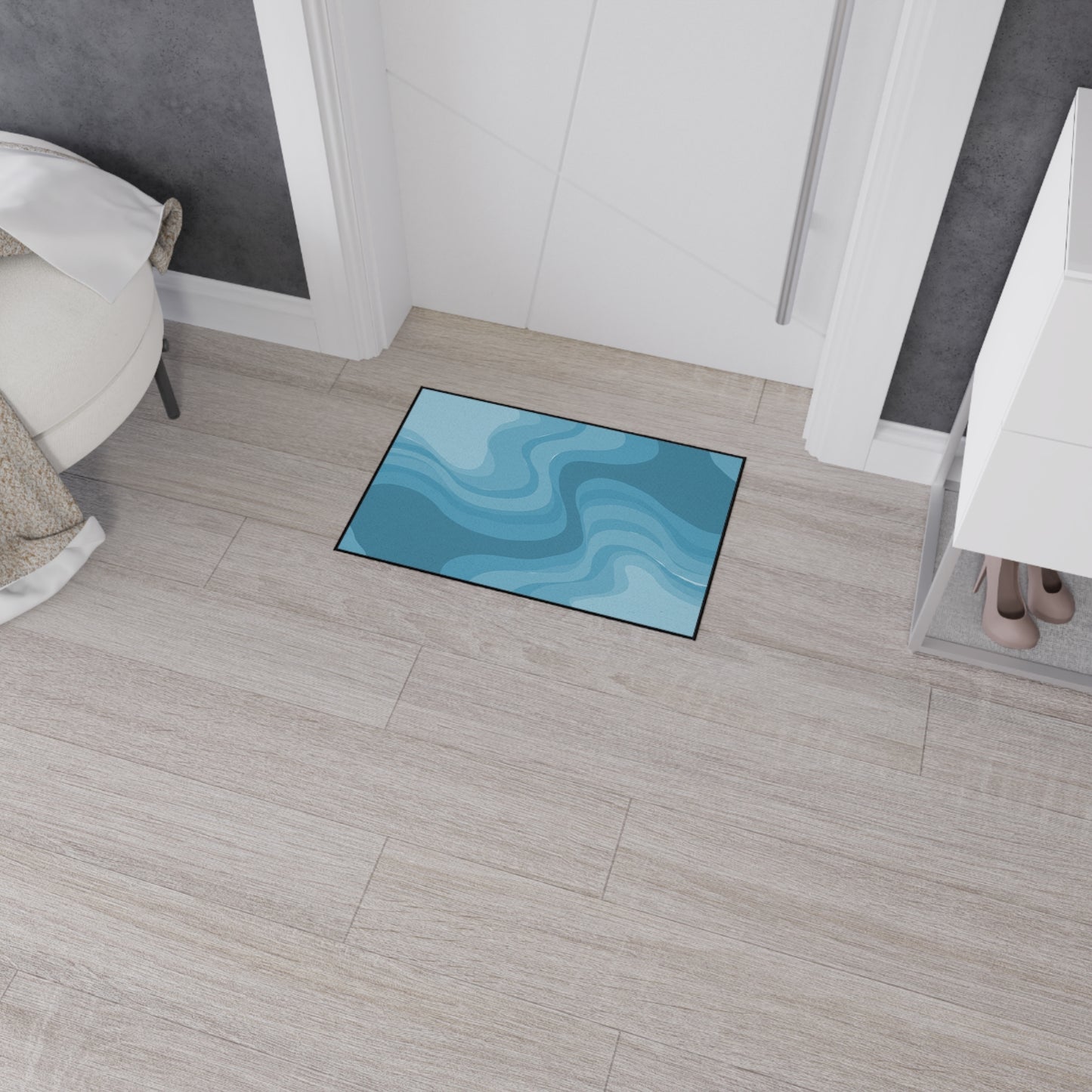 Sky Blue Wavey 18" x 27" Heavy Duty Floor Mat