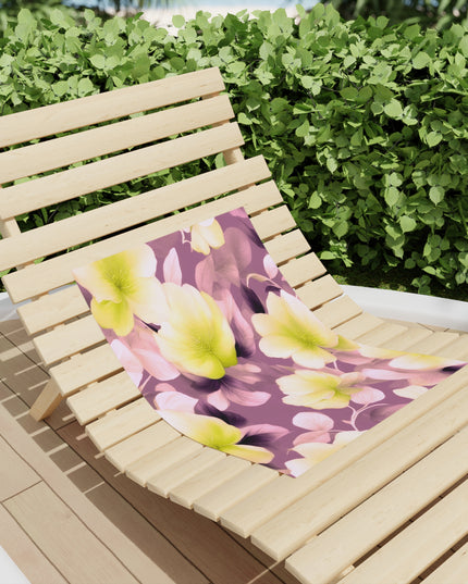 Lemon Blossom Floral Bunch Beach Towel, 18" x 27"