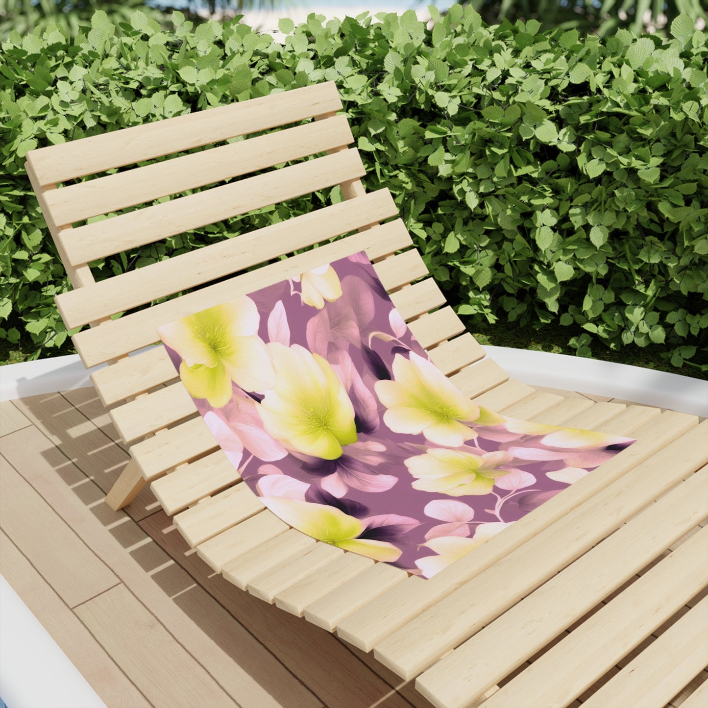 Lemon Blossom Floral Bunch Beach Towel, 18" x 27"
