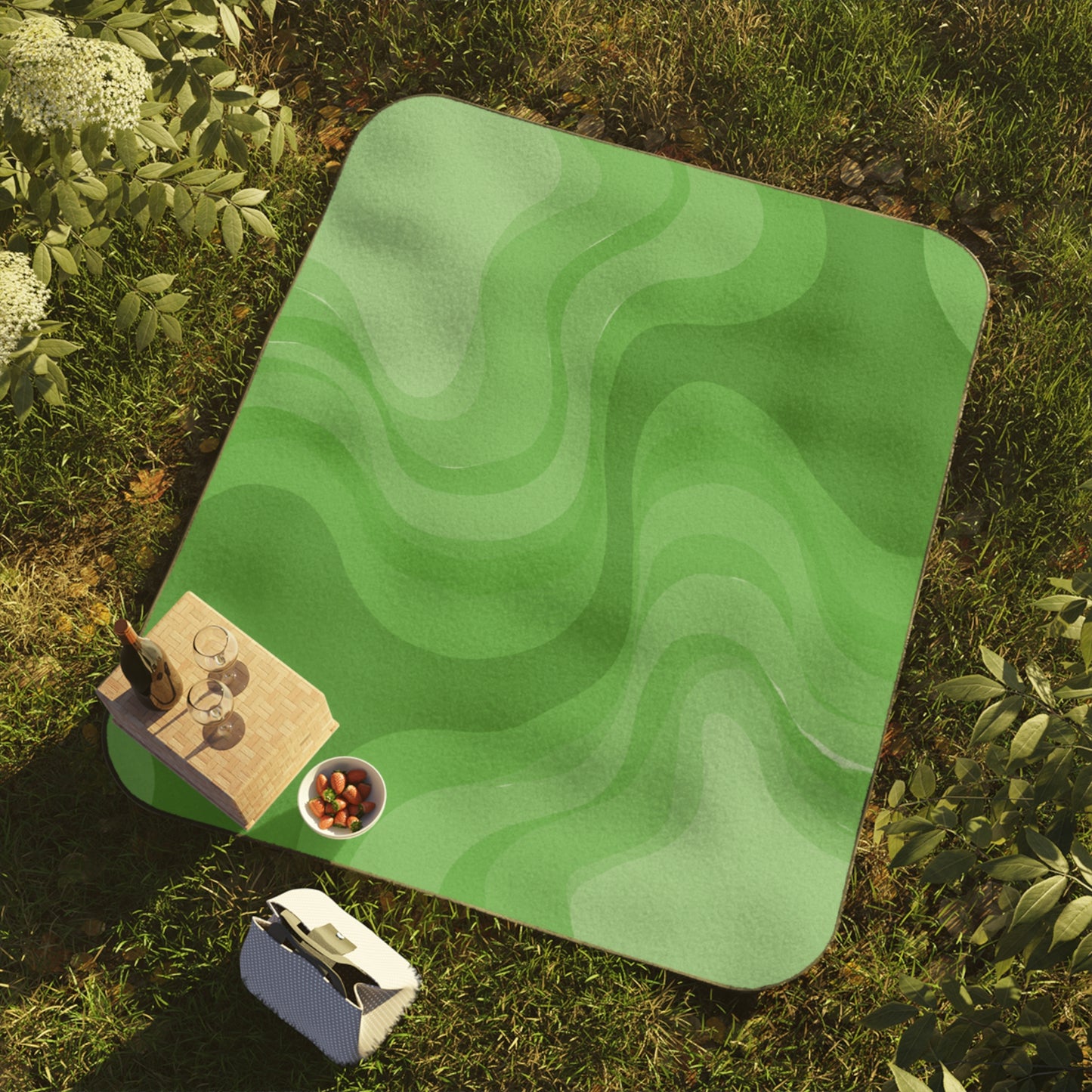 Greenie Meanie Wavey 61" × 51" Picnic Blanket