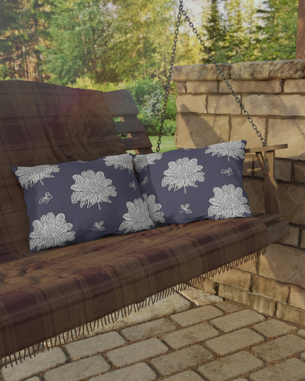 White Floral Butterflies 20" x 14" Outdoor Pillow