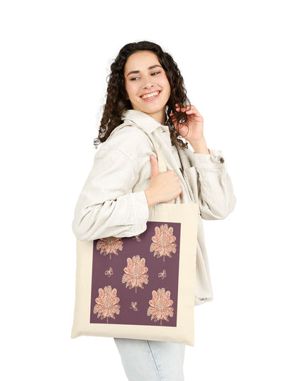 Pink Floral Butterflies Cotton Canvas Tote Bag