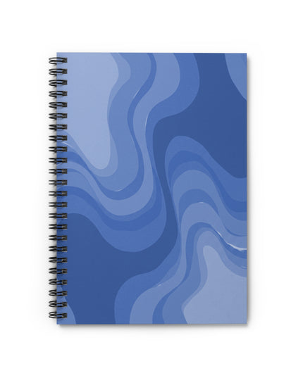 Deep Blue Wavey Spiral Notebook - Ruled Line, 6" x 8", 118 pages