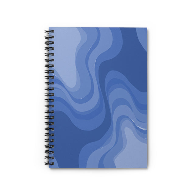 Deep Blue Wavey Spiral Notebook - Ruled Line, 6" x 8", 118 pages