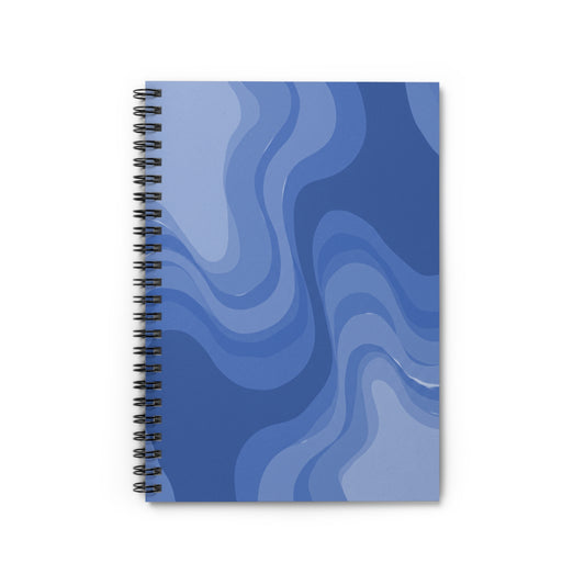 Deep Blue Wavey Spiral Notebook - Ruled Line, 6" x 8", 118 pages