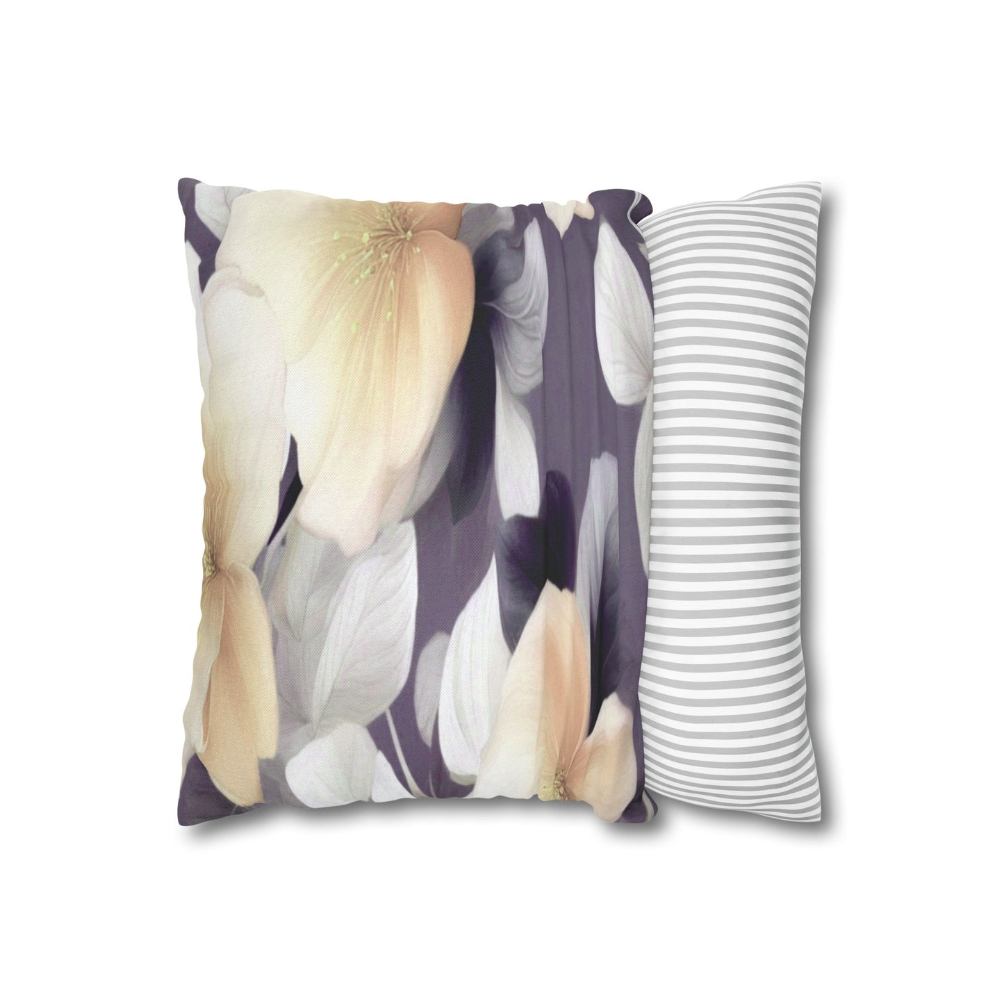 White Blush Floral Bunch Spun Polyester Square Pillowcase, 14" x 14"