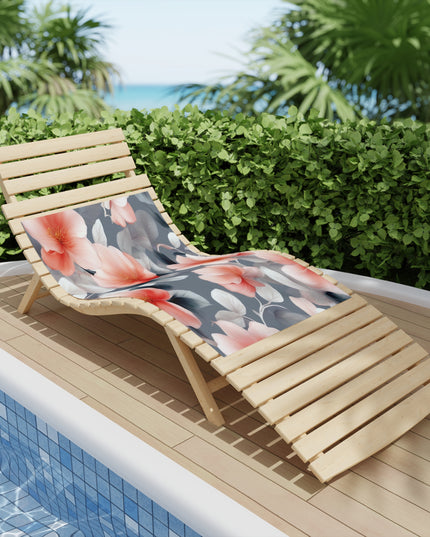 Red Blossom Floral Bunch Beach Towel, 24" x 44"