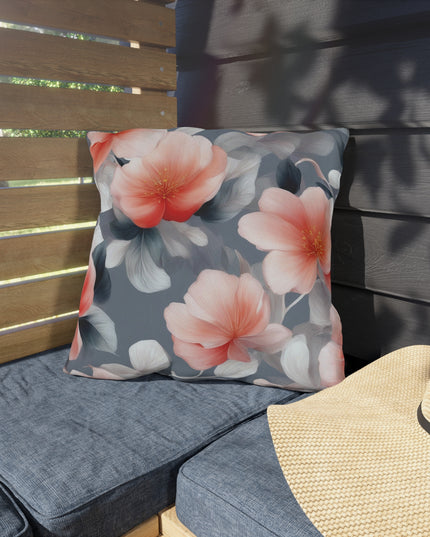 Red Blossom Floral Bunch 18" x 18" Outdoor Pillow