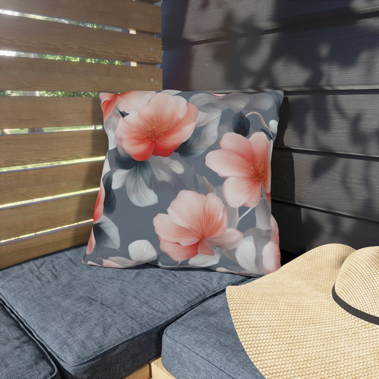 Red Blossom Floral Bunch 18" x 18" Outdoor Pillow