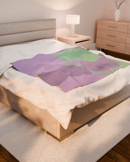 Pastel Lavender Purple and Soft Green Patches Velveteen Plush Blanket, 50" x 60"
