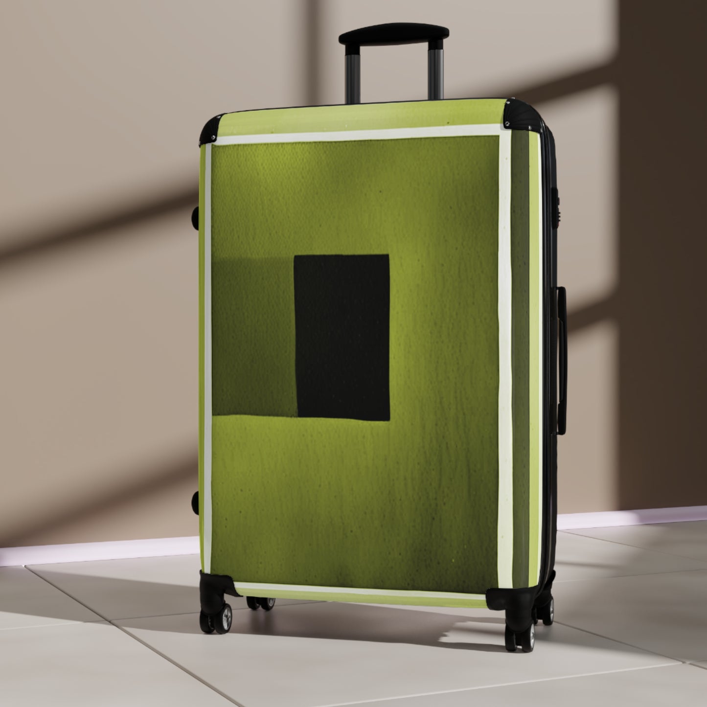 Lemongrass Shadow Large Suitcase with built in lock, 4 double-wheels, telescopic handle, and ABS back hard-shell