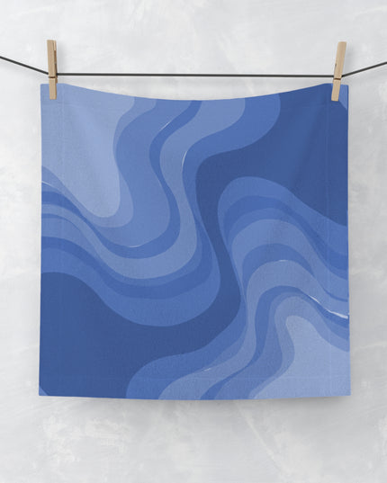 Deep Blue Wavey 13" x 13" Face Towel