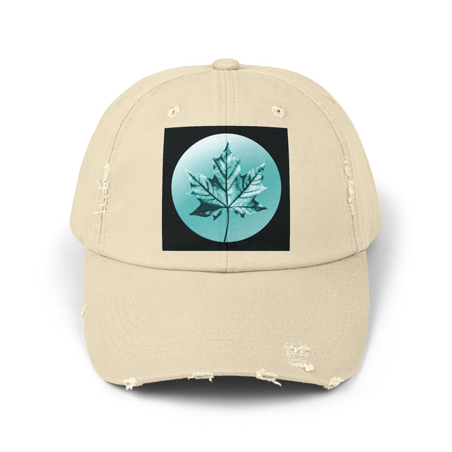 Tif Green Maple Leaf Unisex Distressed Cap