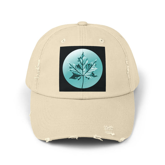 Tif Green Maple Leaf Unisex Distressed Cap