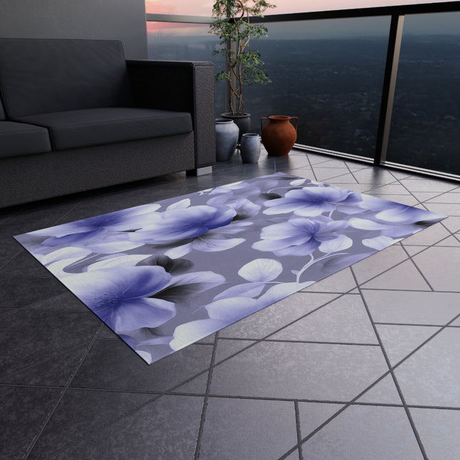 Indigo Blossom Floral Bunch Outdoor Rug, 48" x 72"