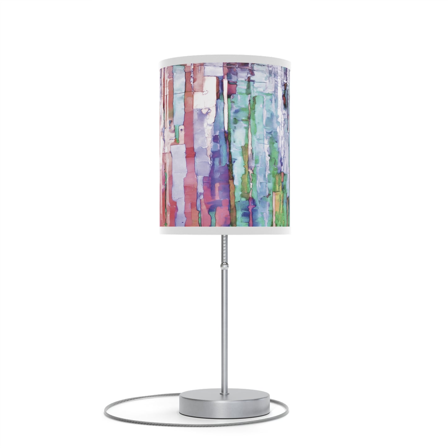 Striped Pastels Table Lamp on a White or Silver Stand, US|CA plug