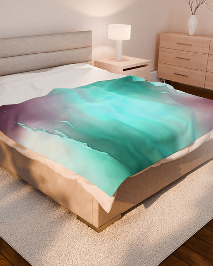 Green Sea Lavender Fog Velveteen Plush Blanket, 60" x 80"