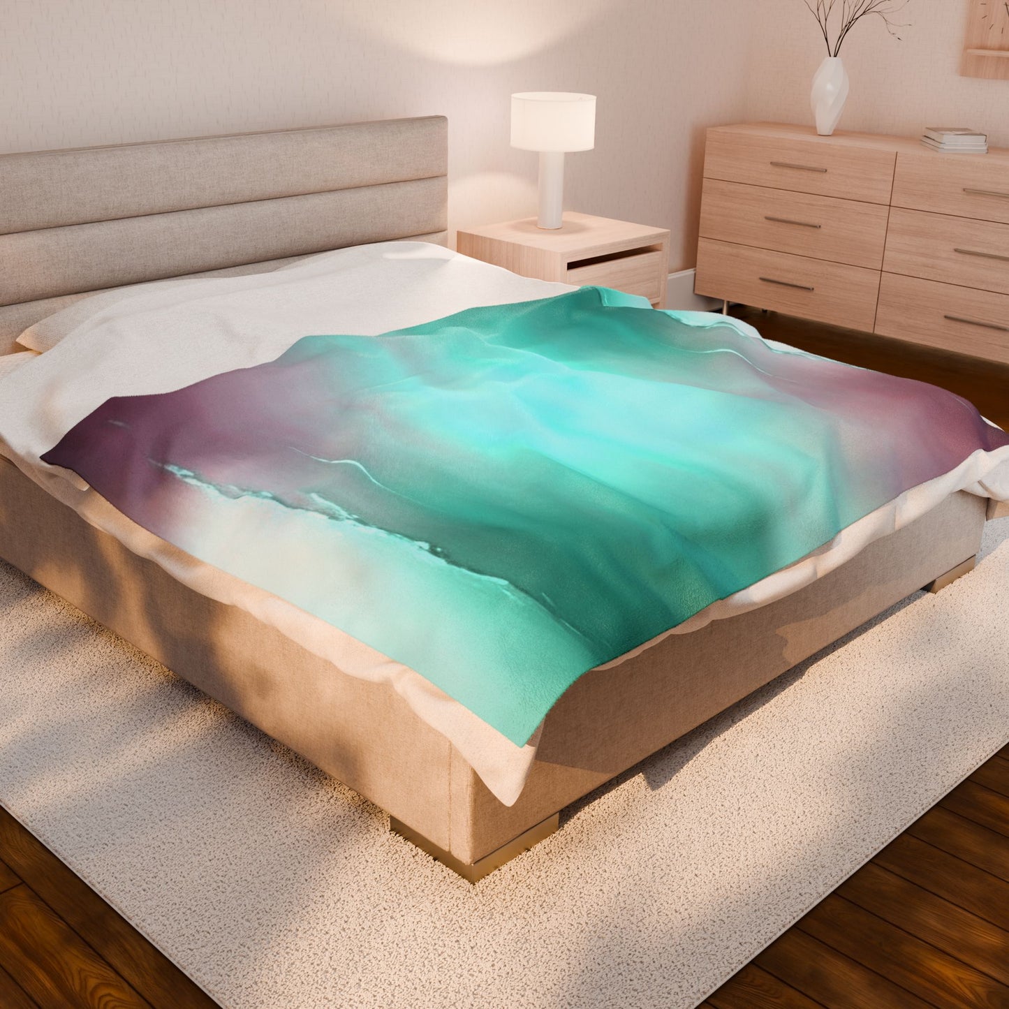 Green Sea Lavender Fog Velveteen Plush Blanket, 60" x 80"