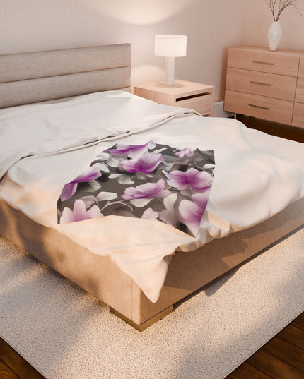 Purple Blossom Floral Bunch Velveteen Plush Blanket, 30" x 40"