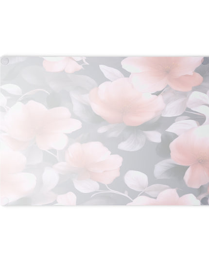 Peach and Blue Gray Floral Bunch Glass Cutting Board, 8" x 11"