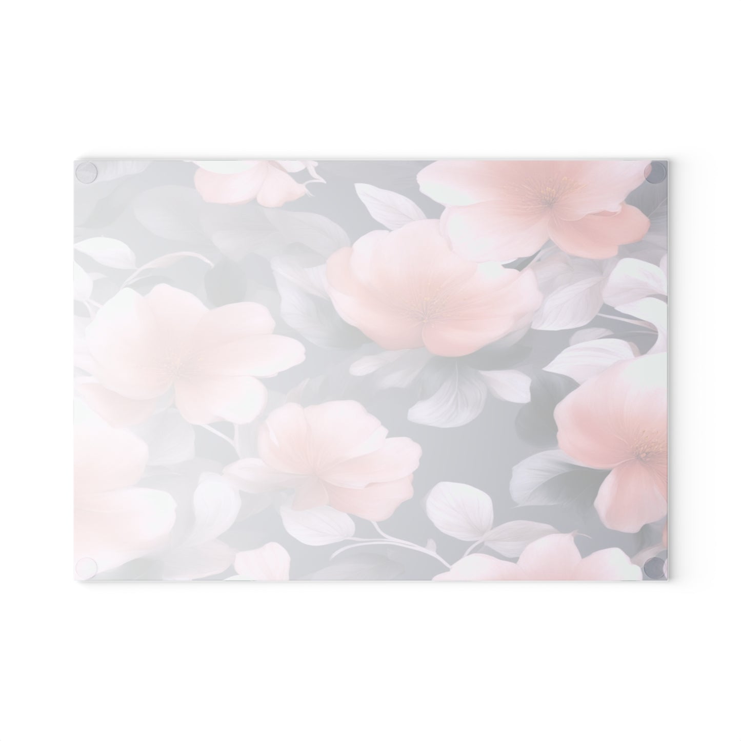 Peach and Blue Gray Floral Bunch Glass Cutting Board, 8" x 11"