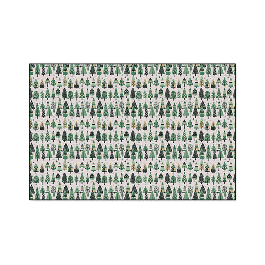 Mini Vintage Green Trees 48" x 72" Heavy Duty Floor Mat
