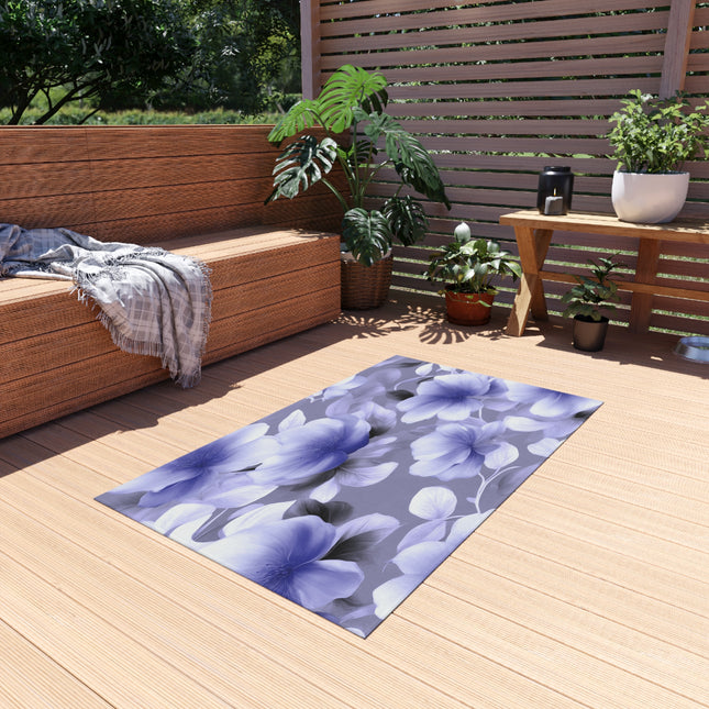 Indigo Blossom Floral Bunch Outdoor Rug, 36" x 60"