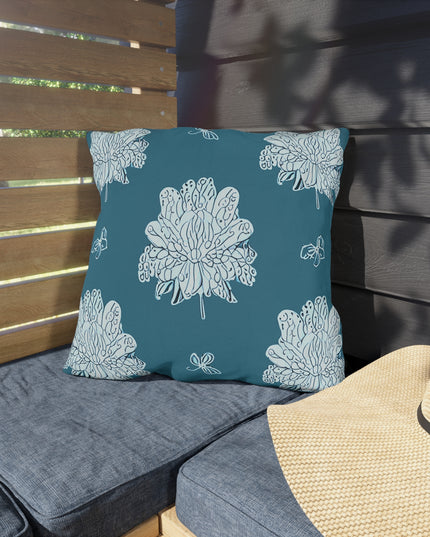 Tif Green White Floral Butterflies 18" x 18" Outdoor Pillows