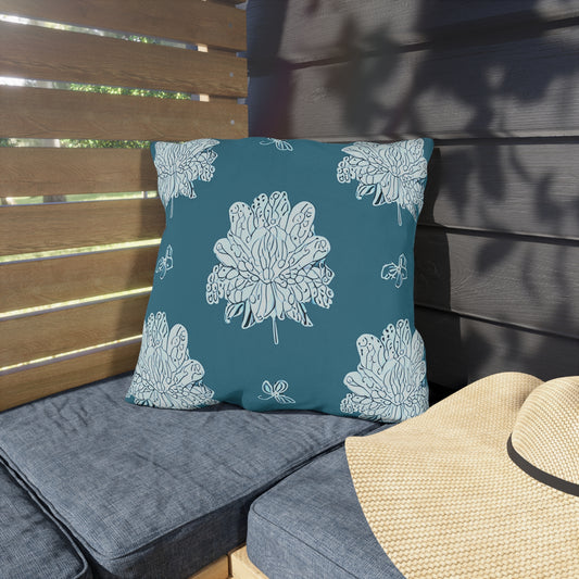 Tif Green White Floral Butterflies 18" x 18" Outdoor Pillows