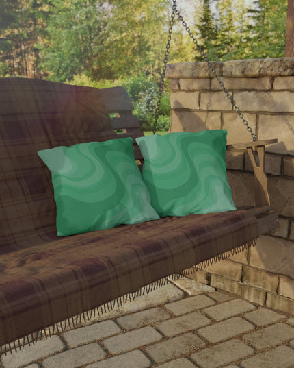 Mint Green Wavey 16" x 16" Outdoor Pillow