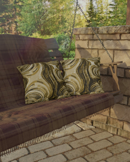 Uzi Spiral Light Brown Outdoor Pillow, 16" x 16"