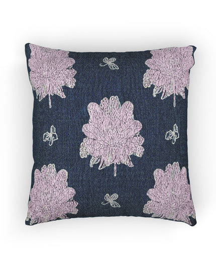 Purple White Floral Butterflies Woven Pillow, 17" x 18"