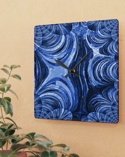 Uzi Spiral Deep Blue Acrylic Wall Clock, Round or Square, 10.75" x 10.75"
