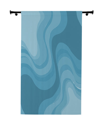 Sky Blue Wavey Window Curtain, 50" x  84", blackout