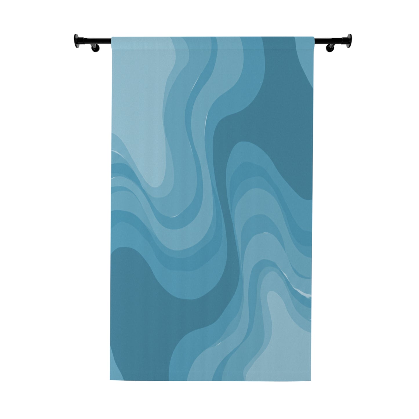 Sky Blue Wavey Window Curtain, 50" x  84", blackout