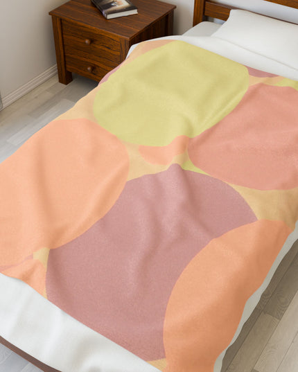 Pastel Hot Peach Patches Velveteen Plush Blanket, 50" x 60"
