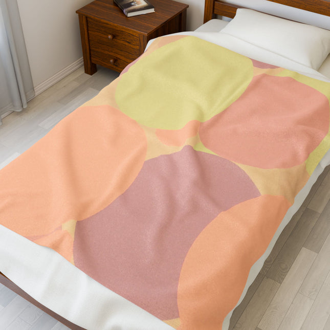 Pastel Hot Peach Patches Velveteen Plush Blanket, 50" x 60"