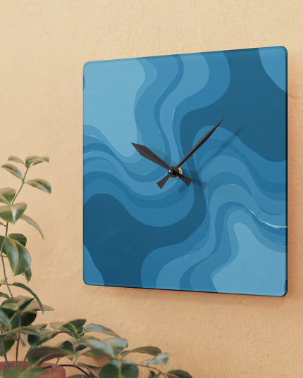 Sky Blue Wavey 10.75" x 10.75" Round or Square Acrylic Wall Clock