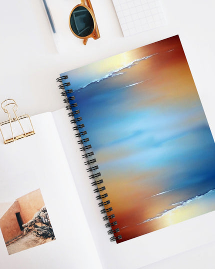 Blue Sea Red Orange Fog Spiral Notebook - Ruled Line, 6" x 8", 118 pages