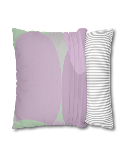 Pastel Lavender Purple and Soft Green Patches Spun Polyester Square Pillowcase, 14" x 14"